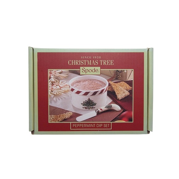 Spode Christmas Tree Peppermint Dip Set Complete In Box - Picture 14 of 15